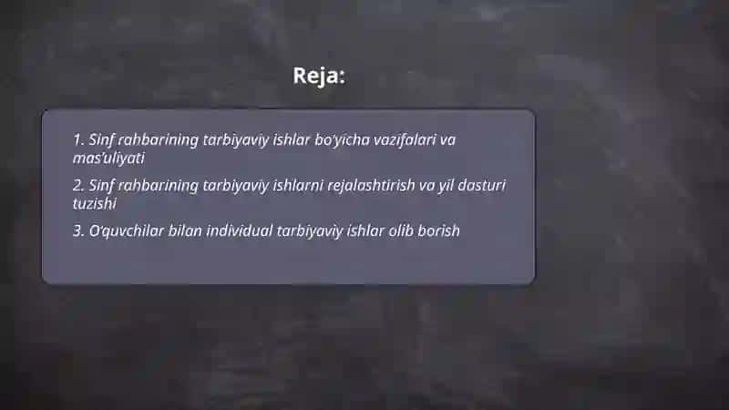 Maktabdagi tarbiyaviy ishlar tizimida sinf rahbarining faoliyati 2