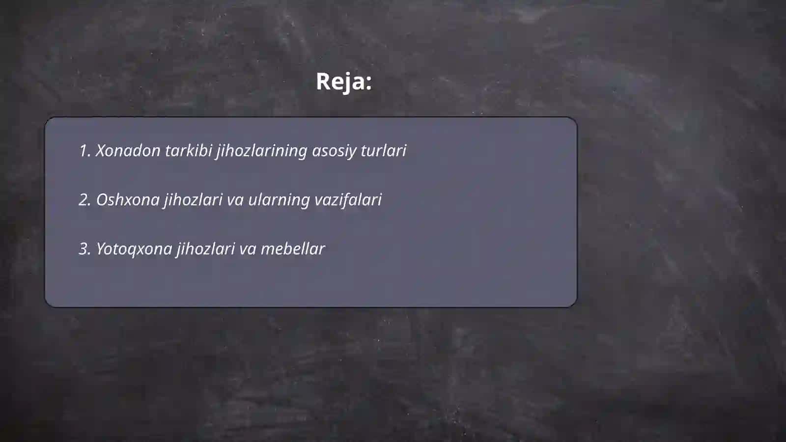 Xonadon tarkibi jihozlari va ularning elementlari 2