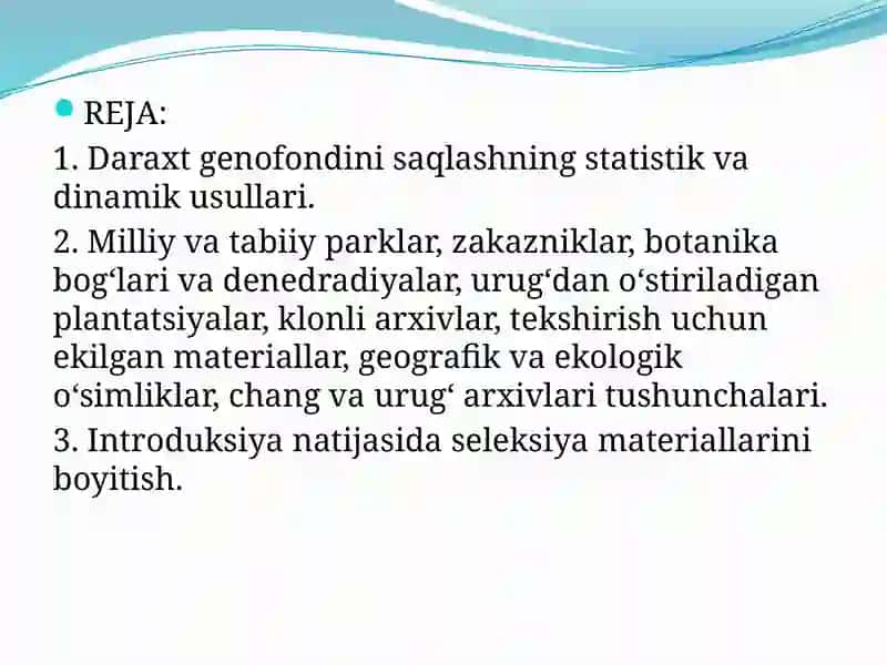 Manzarali о‘simliklar genofondini saqlash 2
