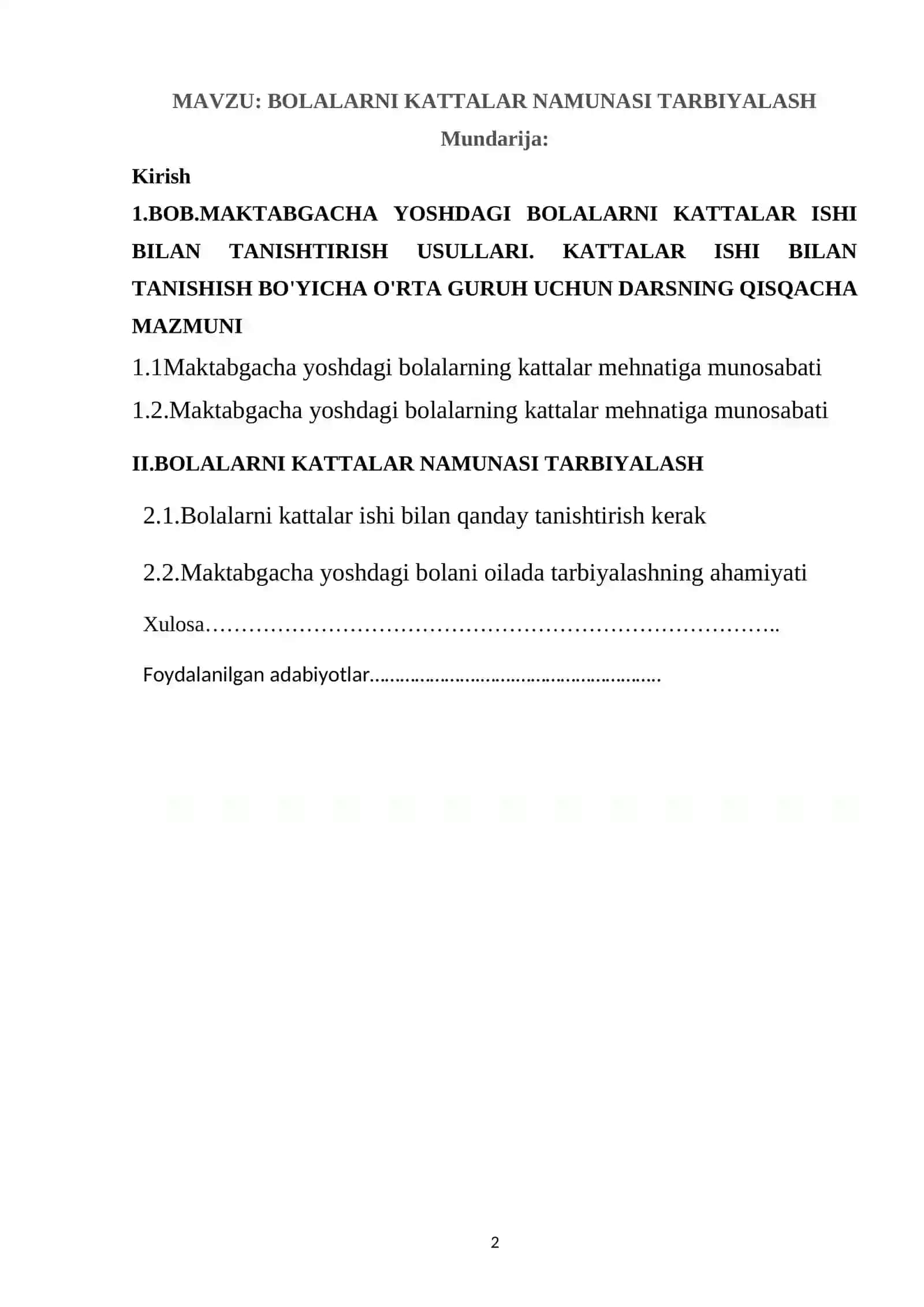 KATTALAR NAMUNASI TARBIYALASH 2