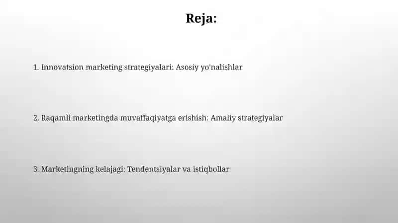 Innovatsion marketing strategiyalari 2