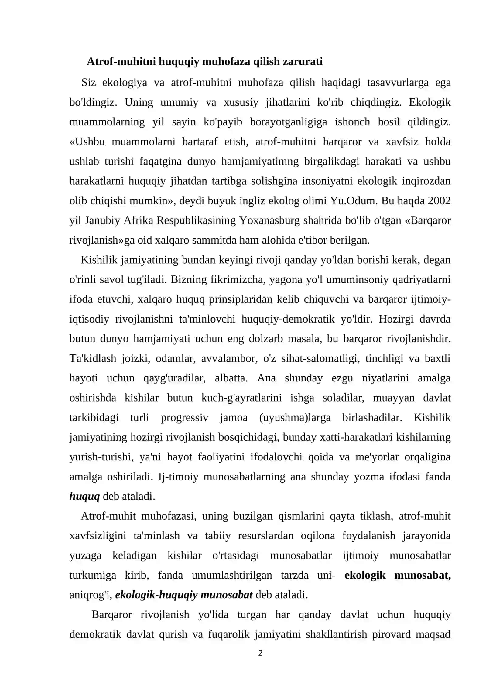 Atrof-muhitni huquqiy muhofaza qilish 2