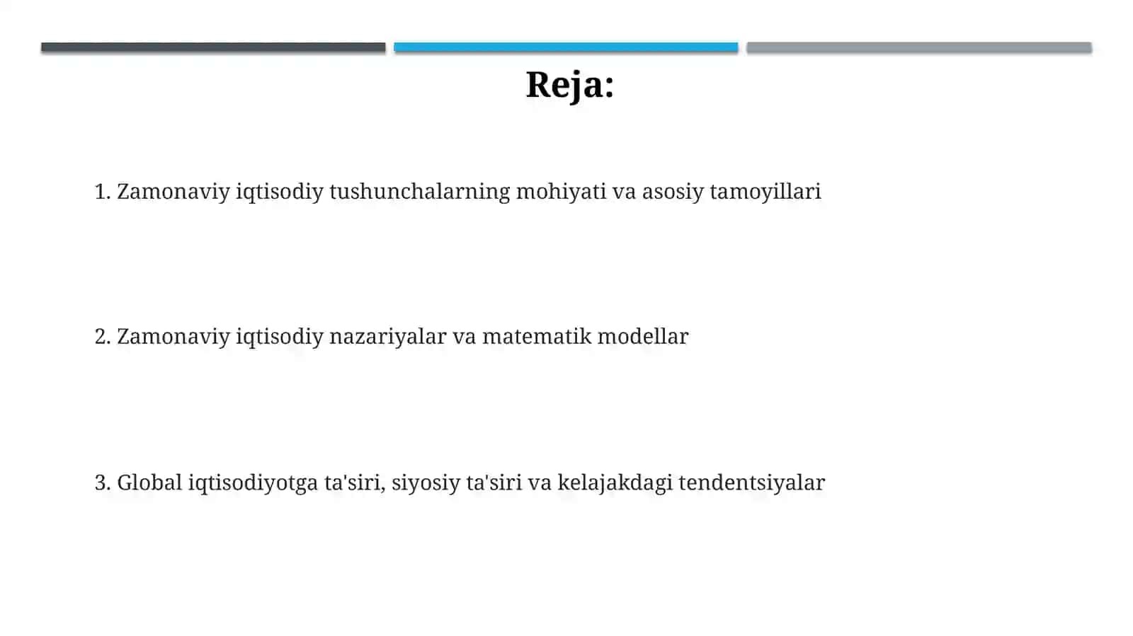 Zamonaviy Iqtisod konsepsiyasi 2