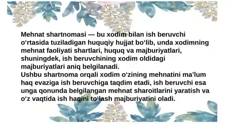 Mehnat shartnomasi 2