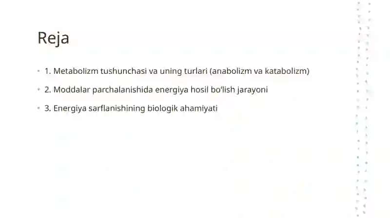 Metabolizm jarayonida energiya hosil bo‘lishi va sarflanishi 2