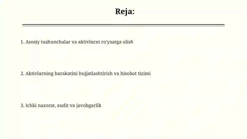 Asosiy vositalar harakatini xujjatlashtirish 2