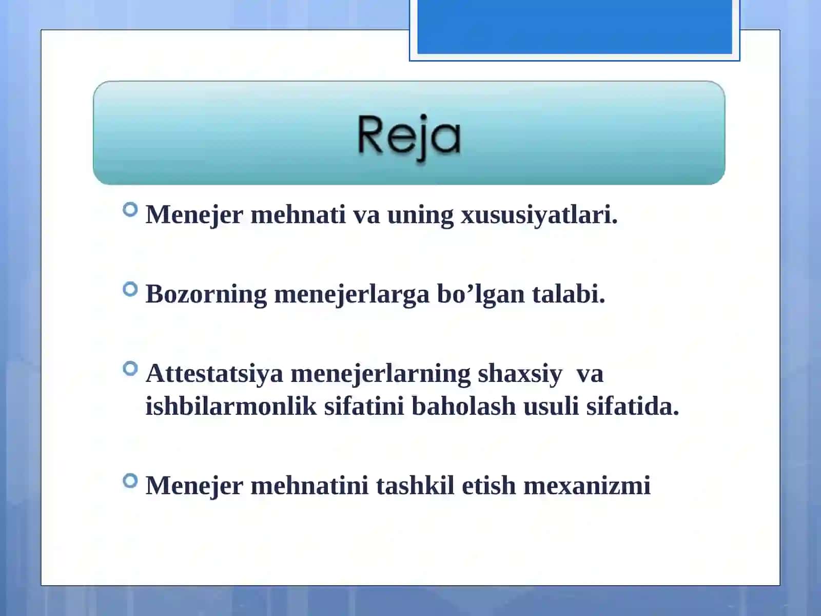 Mеnеjеr faoliyatini tashkil etish 2