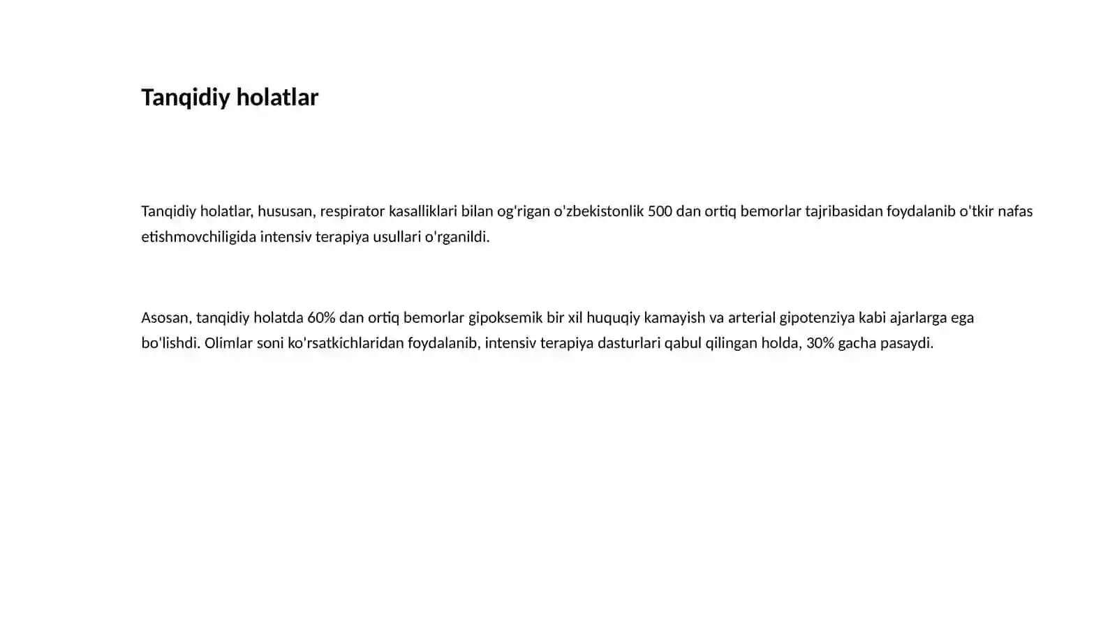 O'tkir nafas etishmovchiligida intensiv terapiya 2