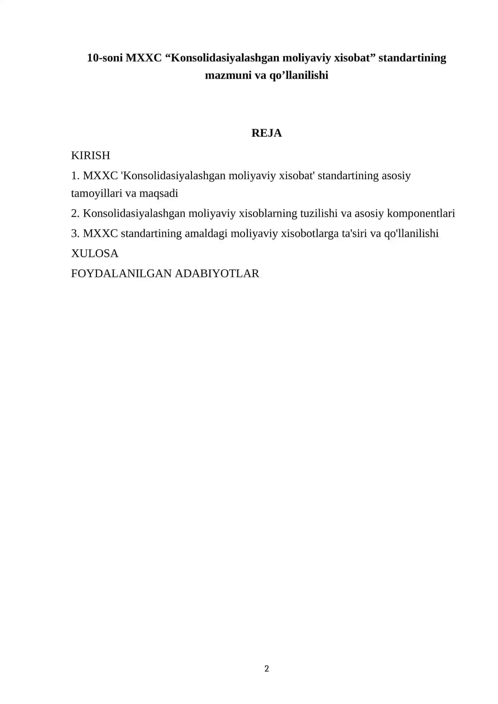 MOLIYAVIY XISOBAT FANIDAN TAYYORLAGAN MUSTAQIL ISHI 2