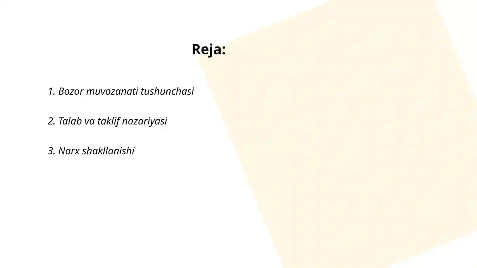 Bozor muvozanati modellari 2