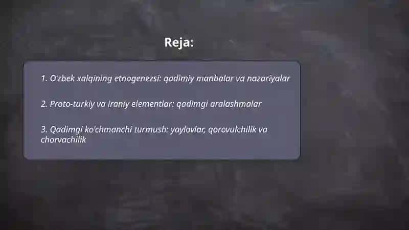 Oʻzbek xalqi etnalogiyasi qadmgi va oʻrta asrlarda 2