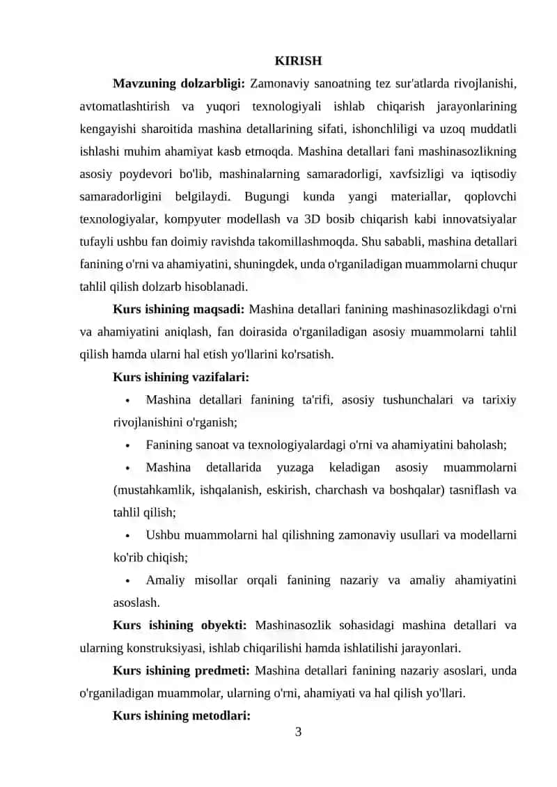 Mashina detallari fanining o'rni va ahamiyati 2