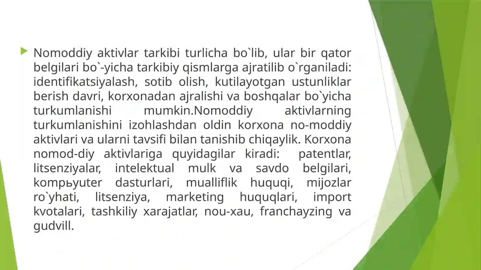 Korxonaning o'zida yaratilgan nomoddiy aktivlar hisobi 2