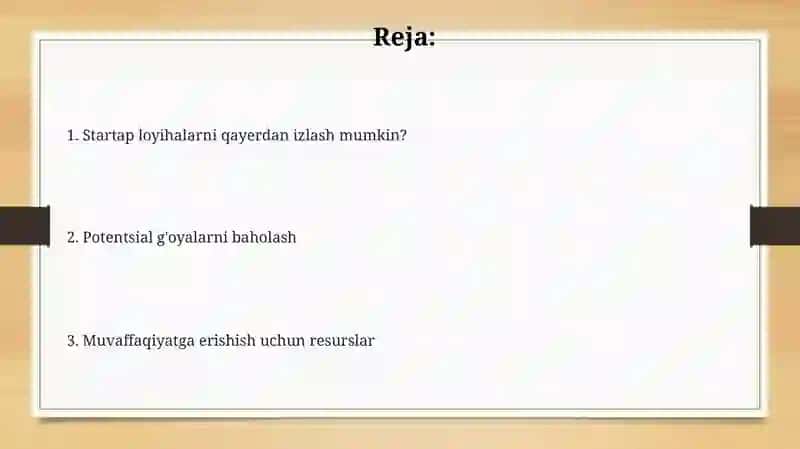 Startap loyihalarini qayerdan topish mumkin 2