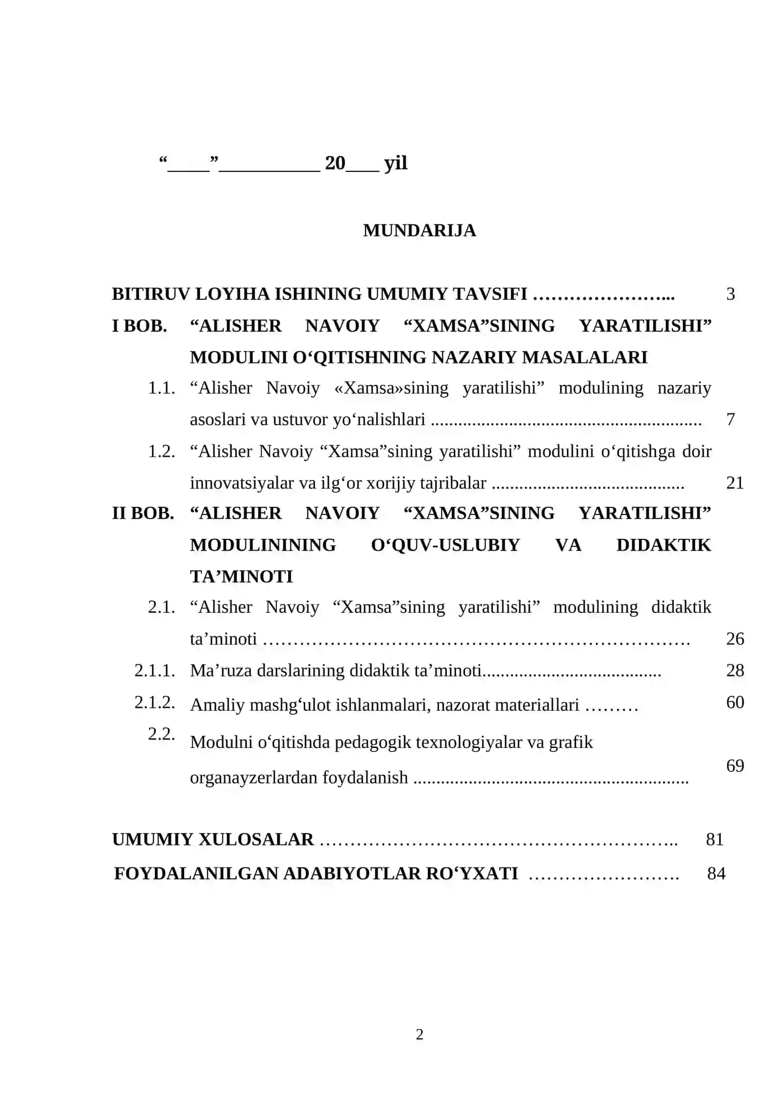 “ALISHER NAVOIY “XAMSA”SINING YARATILISHI” MODULINI O‘QITISHDA ILG‘OR PEDAGOGIK TEXNOLOGIYALARIDAN FOYDALANISH 2