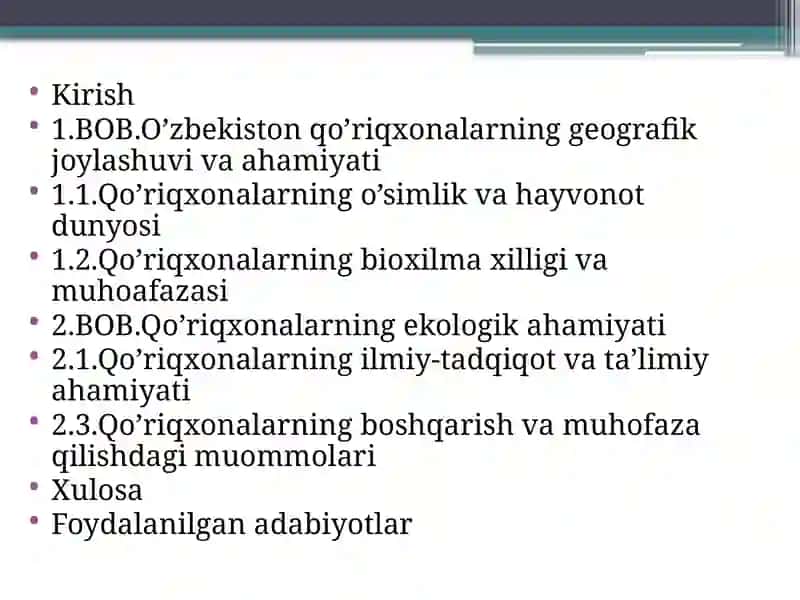 O’zbekiston qo’riqxonalarning geografik joylashuvi va ahamiyati 2