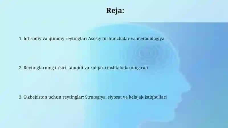 Iqtisodiy va ijtimoiy sohadagi ustuvor xalqaro reytinglar 2