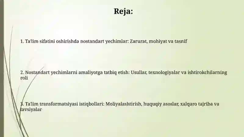Muammolar va Standart Yechimlar Tahlili 2