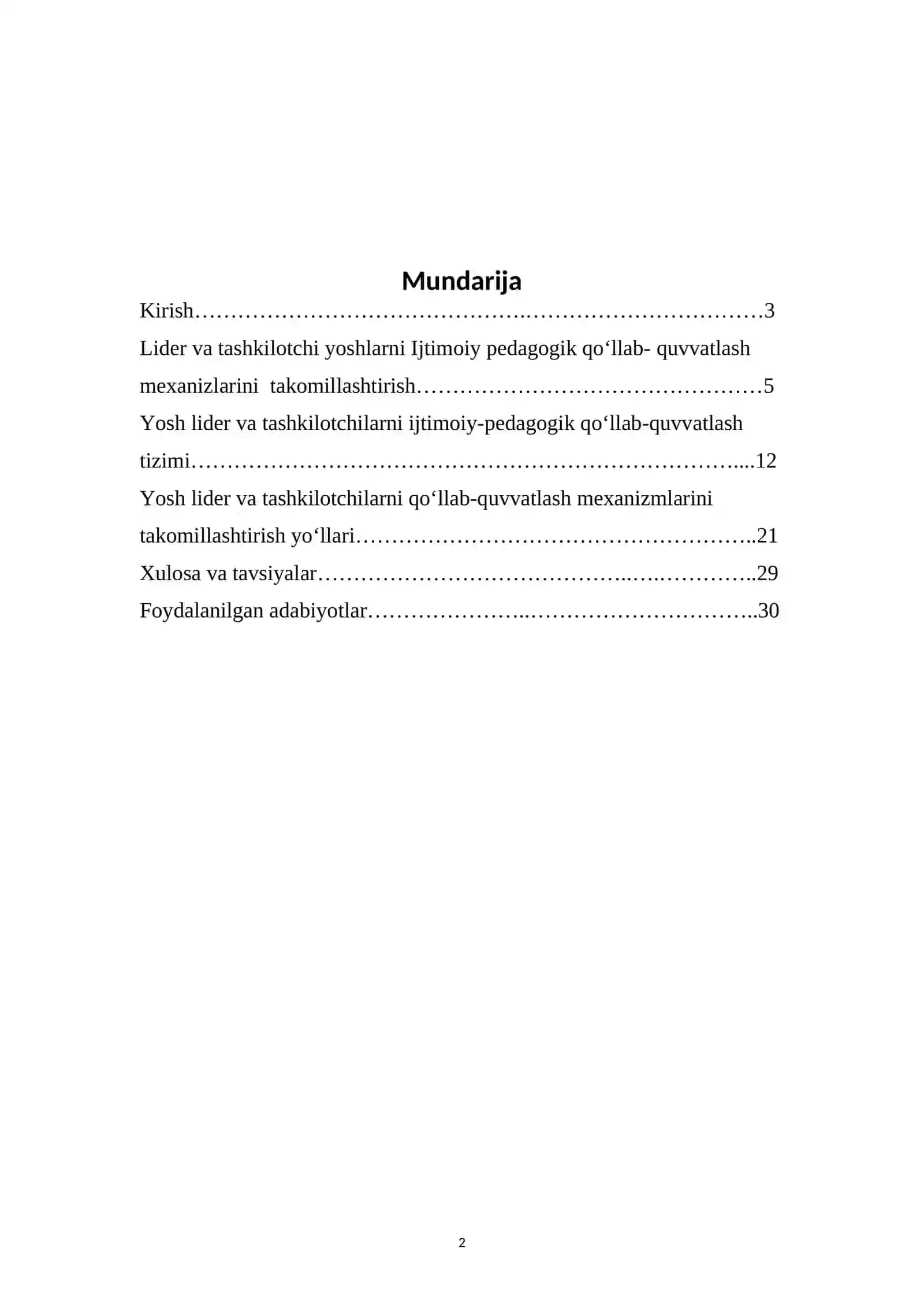 Lider va tashkilotchi yoshlarni Ijtimoiy pedagogik qoʻllab- quvvatlash mexanizlarini takomillashtirish 2