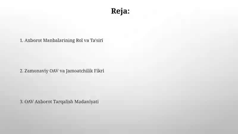 OAV Axborot Tarqalish Madaniyati 2
