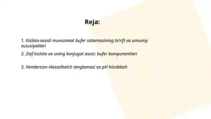 Kislata asosli muvozanat bufer sistema 2