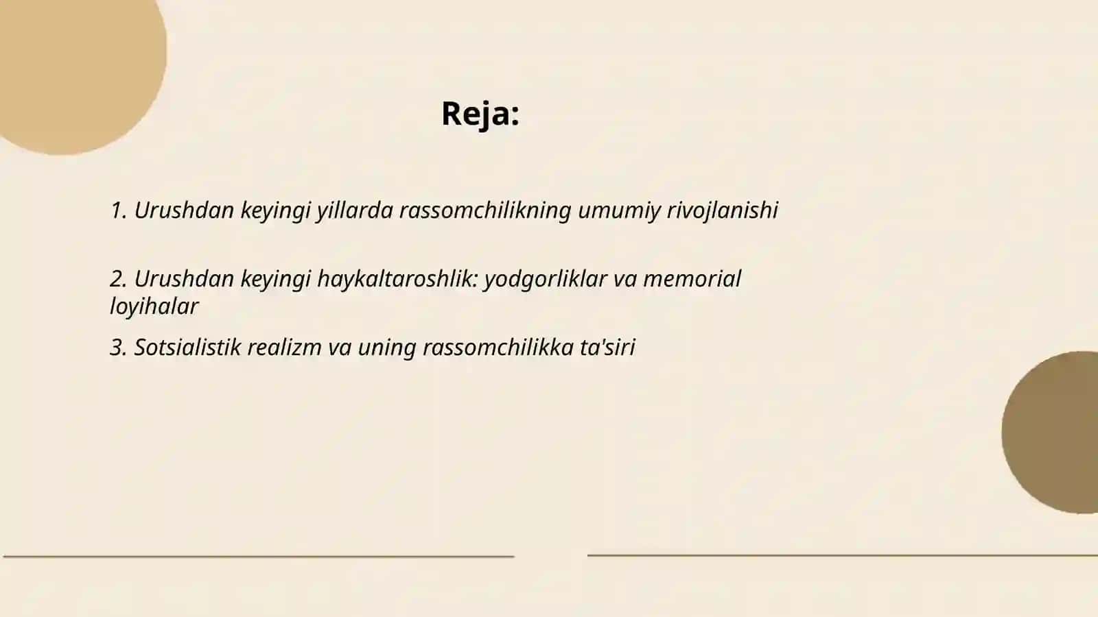 Urushdan keyingi yillarda rassomchilik va haykaltaroshlik sanati 2