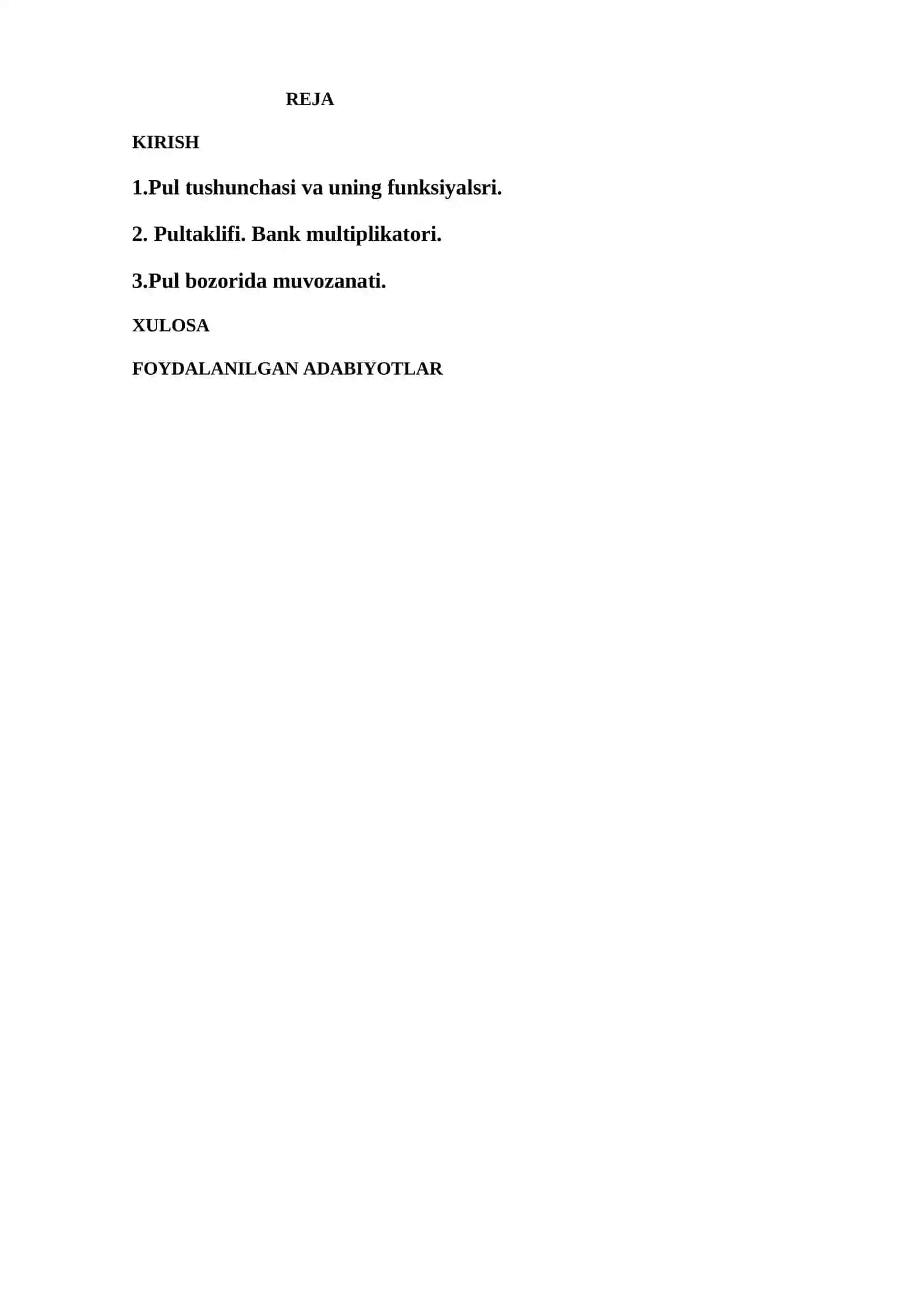Pul bozorida muvozanat 2