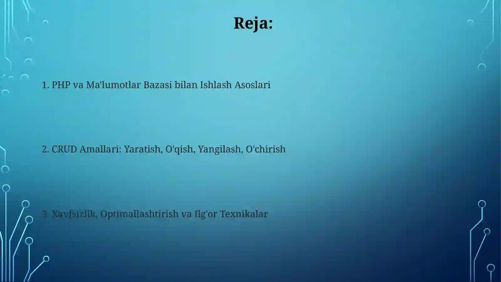 PHPdama'lumotlarbazasibilanishlash(CPUD)amallari 2