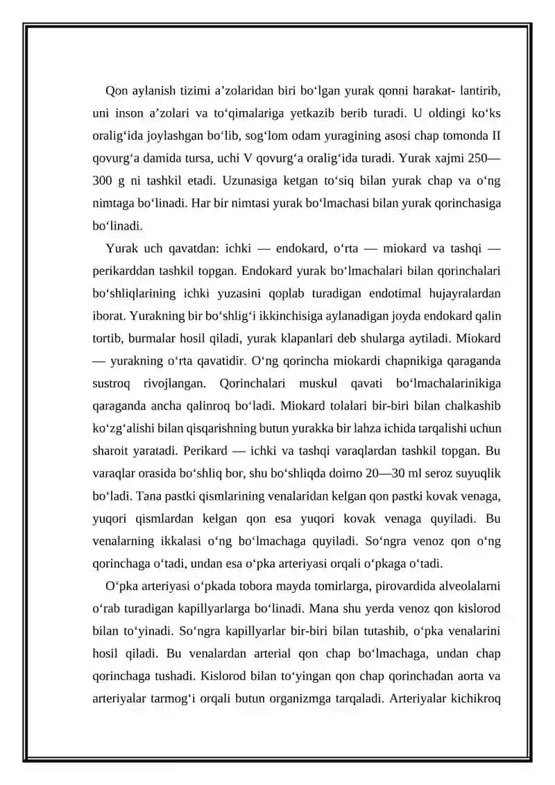 Qon aylanish a’zolari tizimini baholash 2