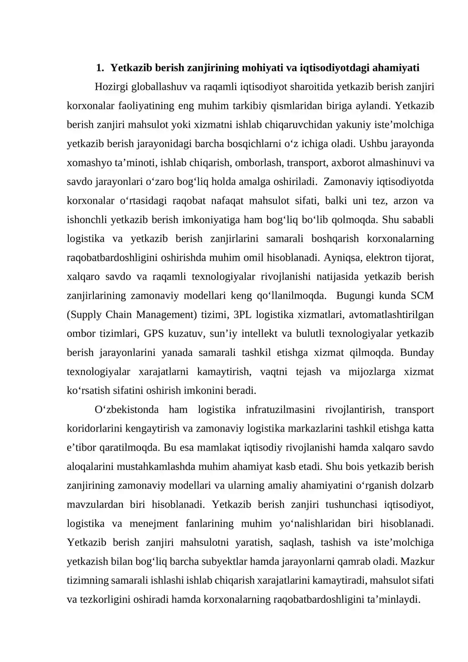 Yetkazib berish zanjirining zamonaviy modellari tahlili 2