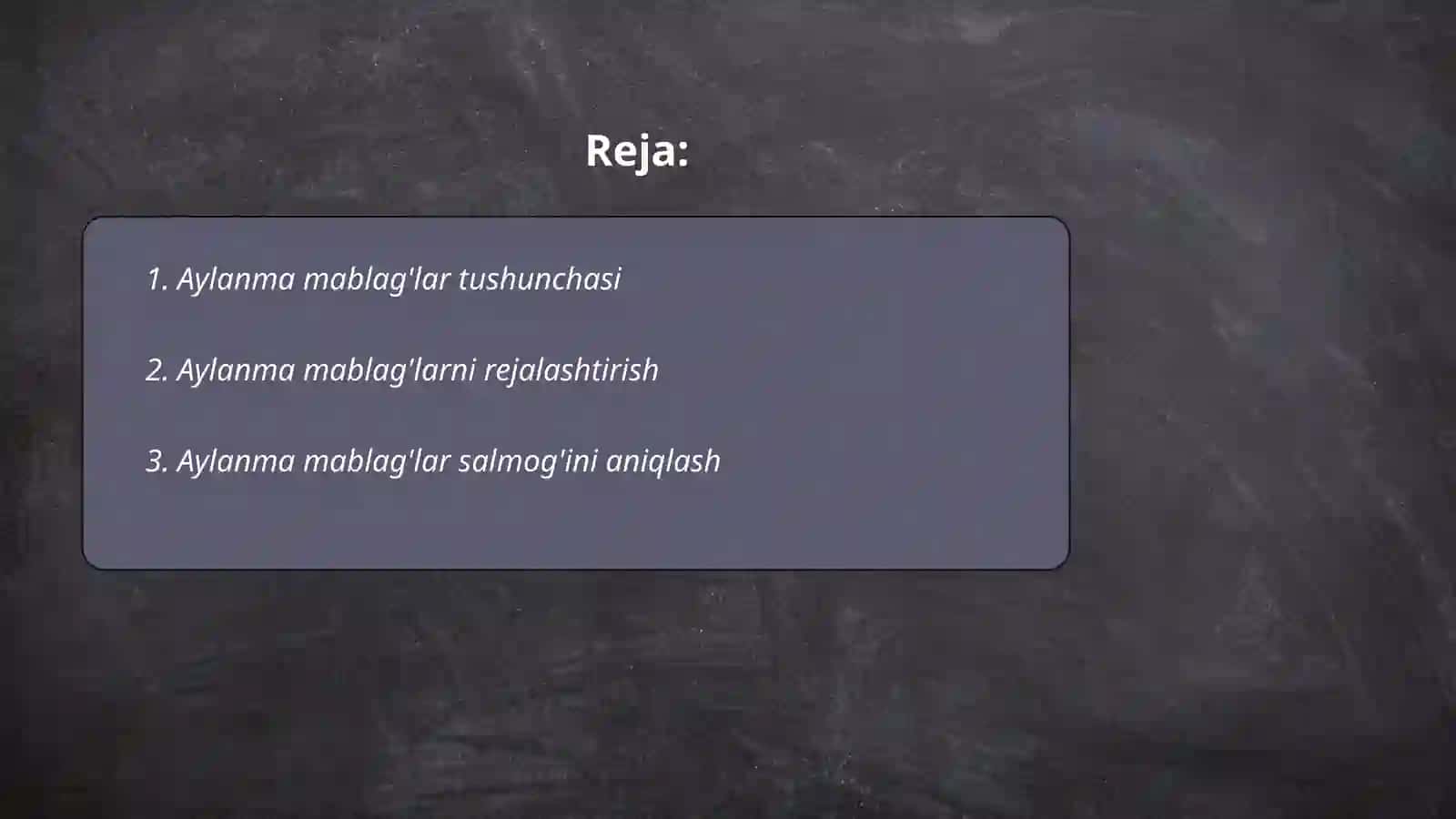 Aylanma mablaģlarni meyorlashtirish 2