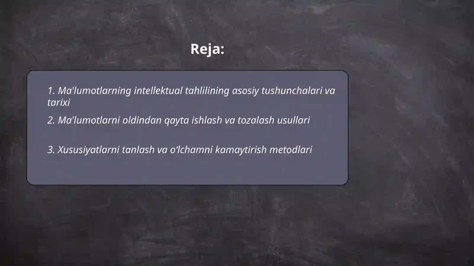 Ma'lumotlarning intellektual tahlili 2