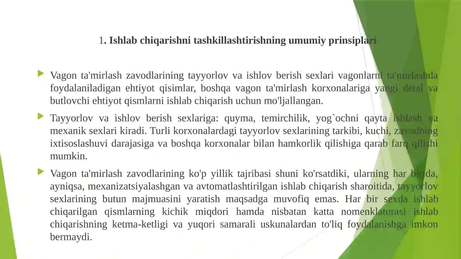 Ishlabchiqarish jarayonini tashkil qilish va rejalashtirish 2