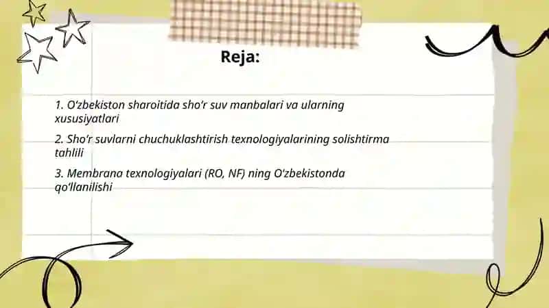 Oʻzbekiston sharoitida shŏr suvlarni chuchuklasgtirish ğoyasini yaratish 2