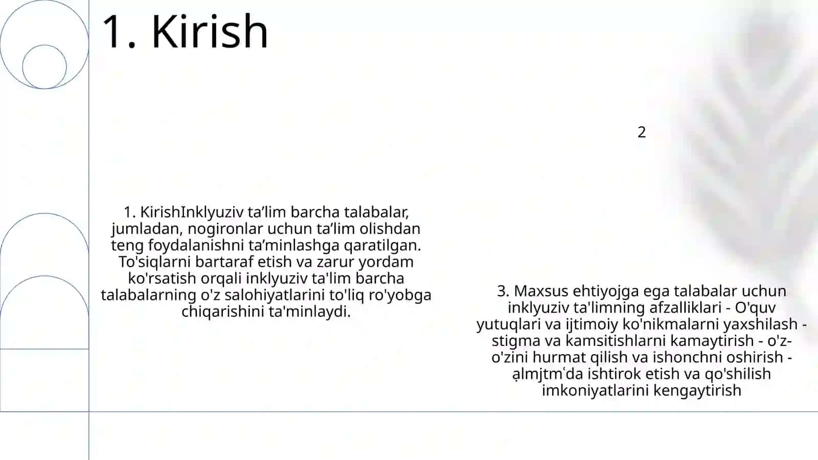 UmumtaʼLim Tashkilotlarida Alohida Ýordamga Muhtoj Bolalar Uchun Integratsiyalashgan TaʼLimni Amalga Oshirishning Asosiy Bosqichlari 2
