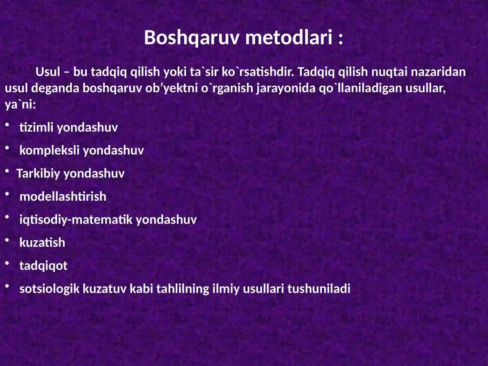 Boshqaruv usullari 2
