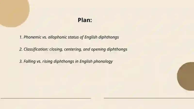 Diphthongs in English: Phonological Status and Classification 2