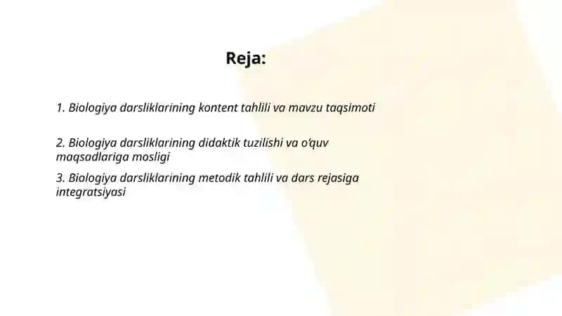 Biologiya darsliklarini tahlil qilish va uning turlari 2