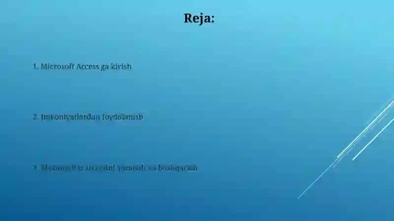 Ms Access dasturiy ta'minoti haqida 2