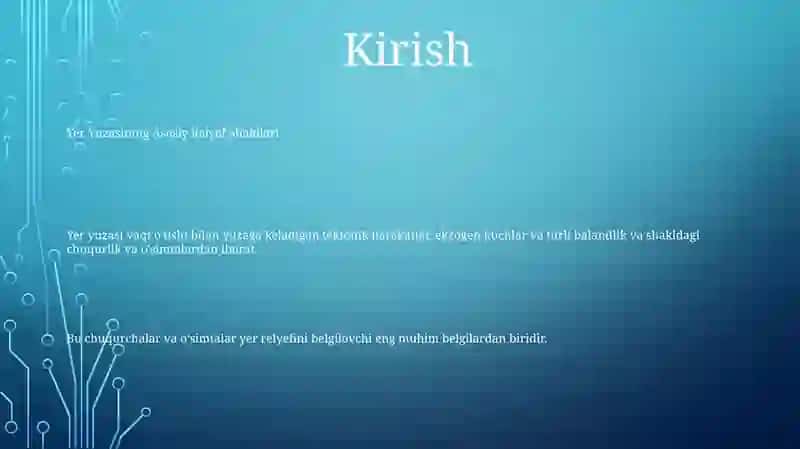 Yer Yuzasining Asosiy Relyef Shakllari 2