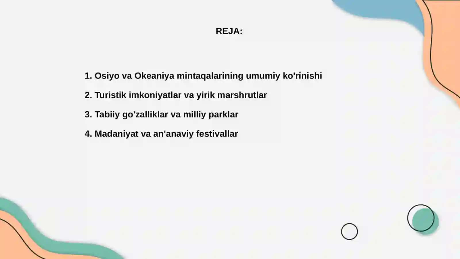 Osiyo va okeaniya mintaqalarining turistik salohiyati 2