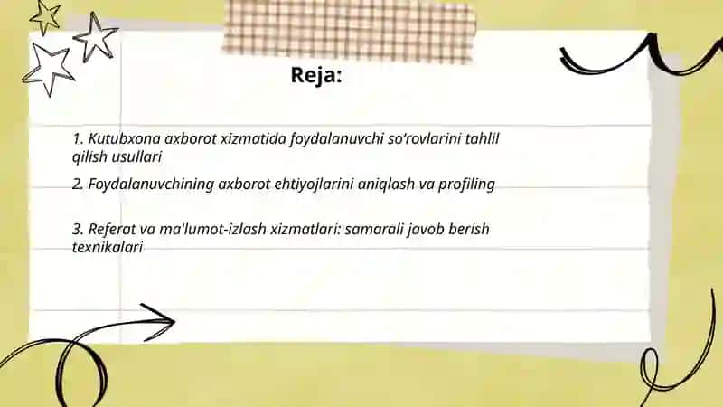 Kutubxona axborot xizmaida foydalanuvchi soʻrovlari va ularning ehtiyojini qondirish 2