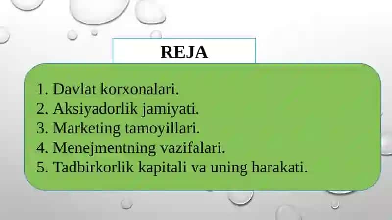 Tadbirkorlik faoliyatining mohiyati 2