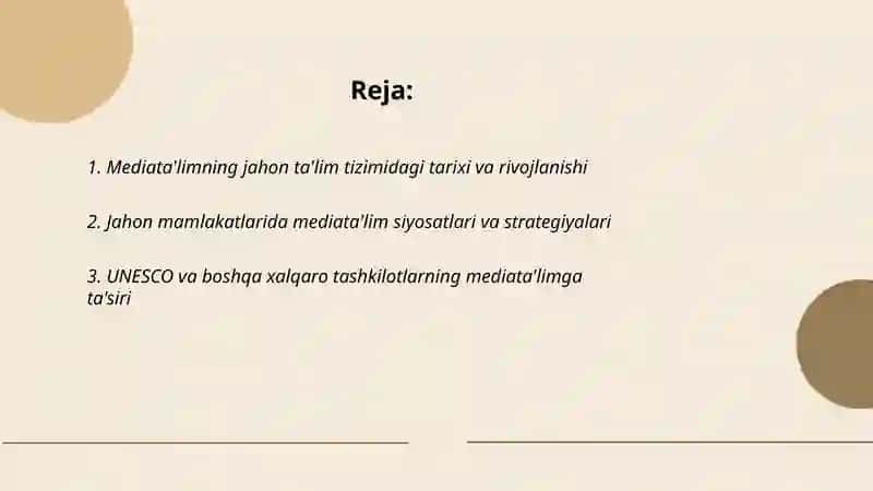Mediata'limning jahon talim tizimida tutgan oʻrni 2