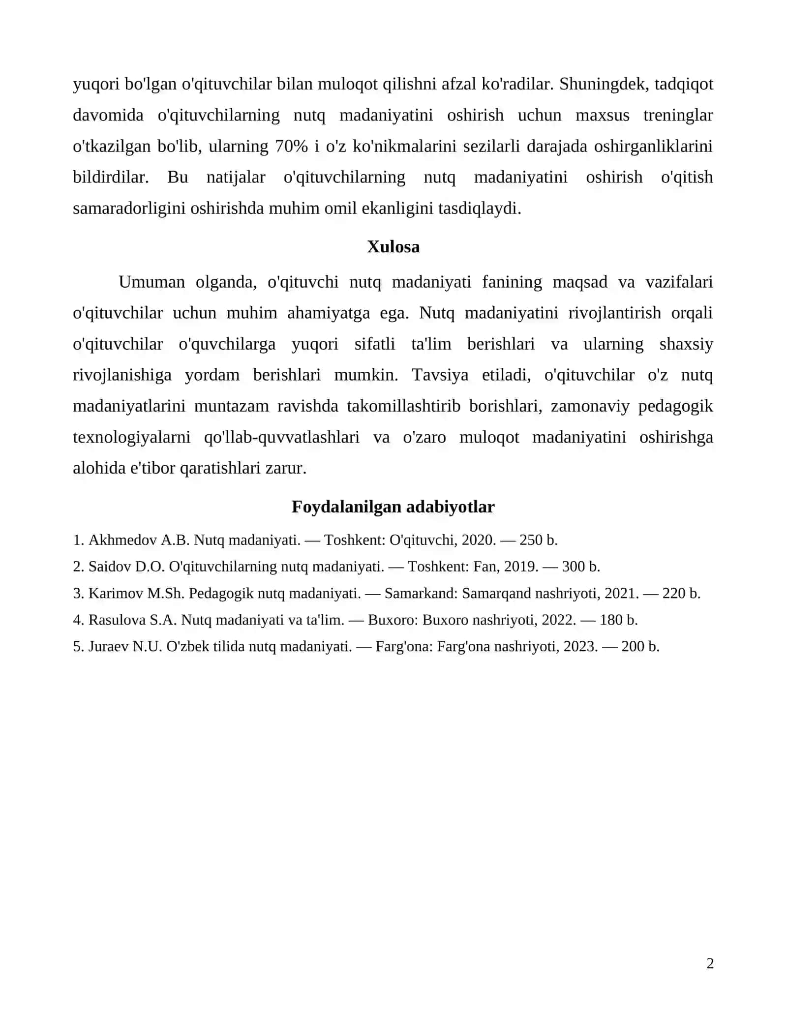 Oʻqituvchi nutq madaniyati fanining maqsad va vazifalari 2