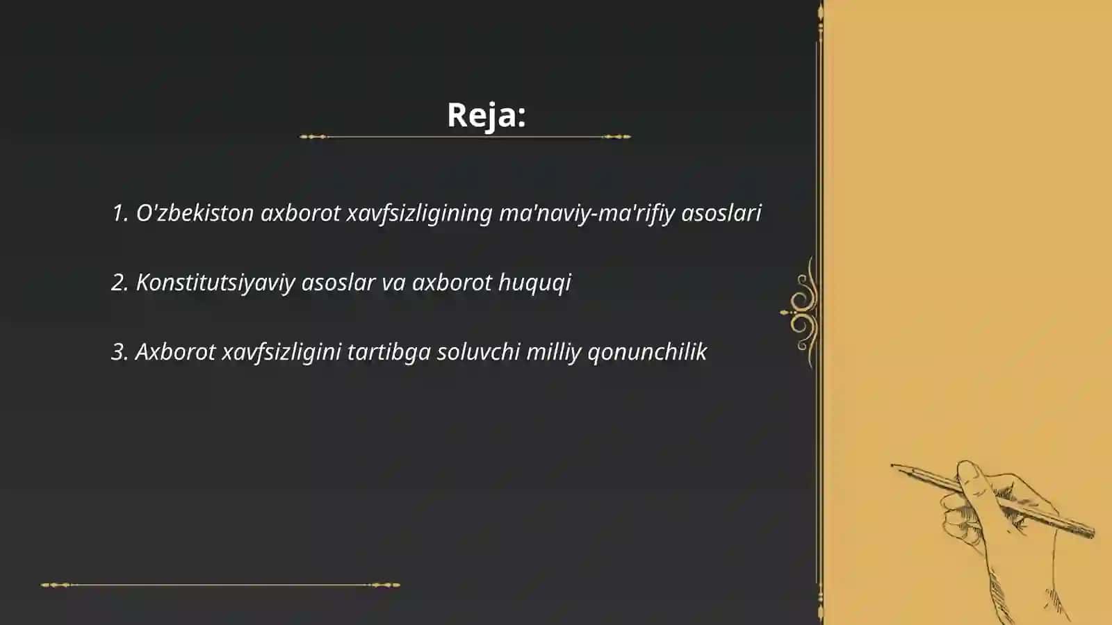 O'zbekiston axborot xavfsizligining ma'naviy va huquqiy asoslari 2