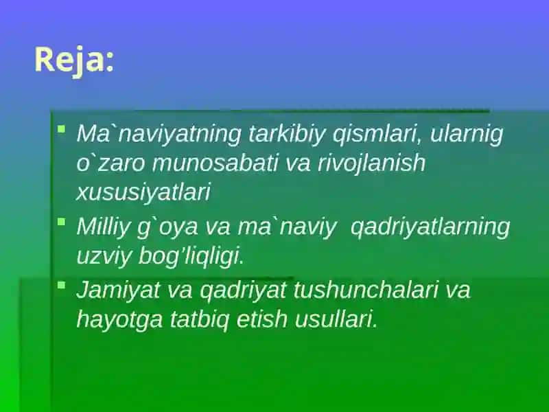 Qadriyattushunchasiningma’nosivauningumumiytavsifi 2