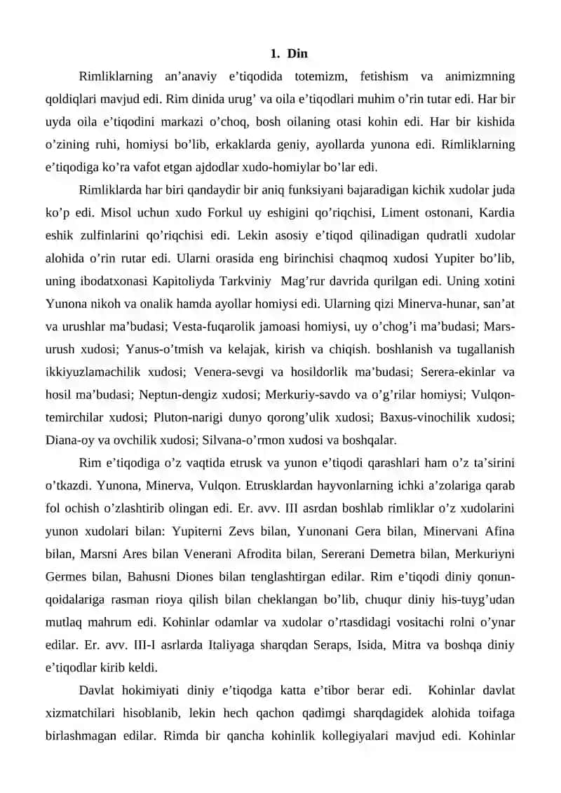 Qadimgi Rim madaniyati referat 2