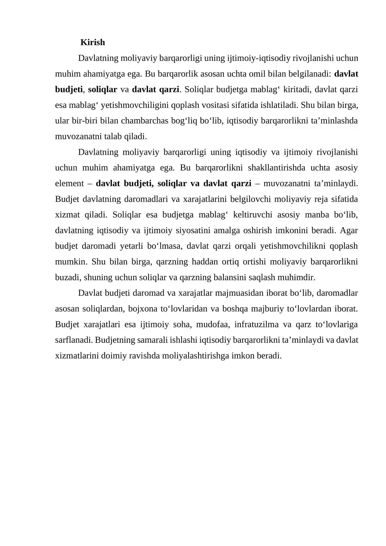 Davlat Budjeti, Soliqlar va Davlat Qarzi O‘rtasidagi Maliyaviy Bog‘liqlik 2