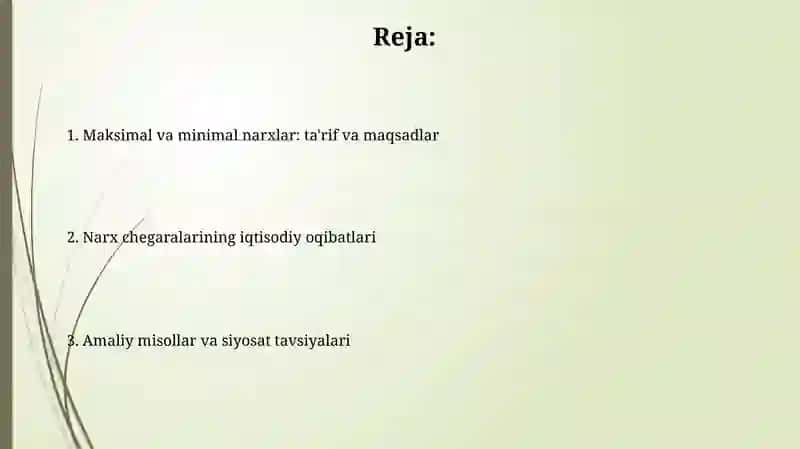 Maksimal va Minimal Narxlar 2